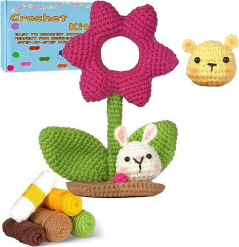 XIANFANG Beginner Crochet Kit for Adults with Easy Yarn, Instructions and Video Tutorials DIY Knitting Kit Easy Starter Gifts Tulip Phone Holders Crochet in Saudi Arabia