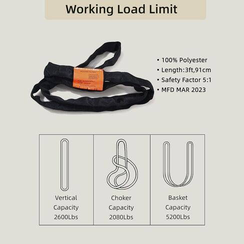 PRIORMAN Heavy Duty Round Sling Rope for Aerial Lyra Hoop Rig Aerial Silks Handing 2600LBS 3ft Hand Loop Strap Training Gymnastics in Saudi Arabia