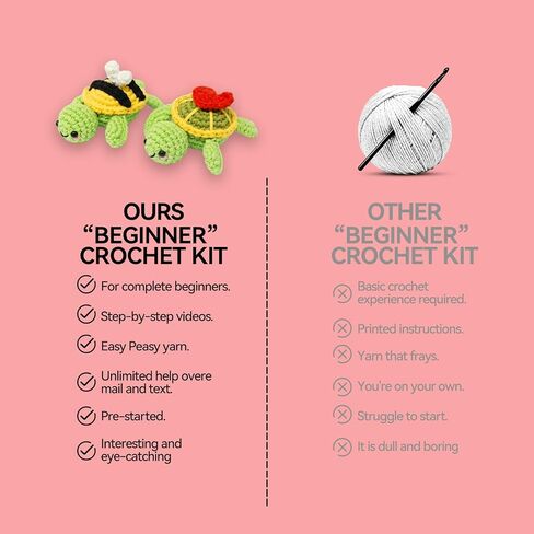 Dakytoo Crochet Kit for Beginners, Amigurumi Crocheting Animal Kits, with Step-by-Step Video Tutorials for Baby Adults Gift- 2 Pack Turtles in Saudi Arabia