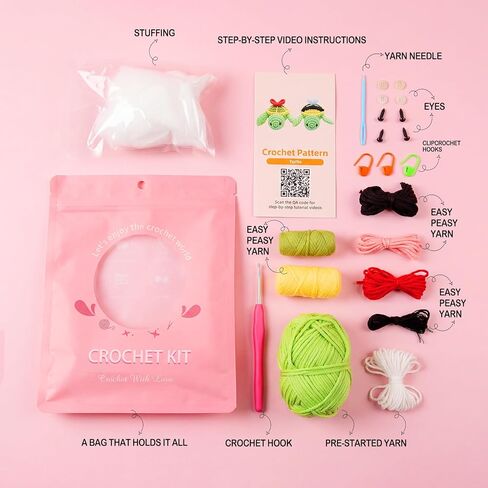 Dakytoo Crochet Kit for Beginners, Amigurumi Crocheting Animal Kits, with Step-by-Step Video Tutorials for Baby Adults Gift- 2 Pack Turtles in Saudi Arabia