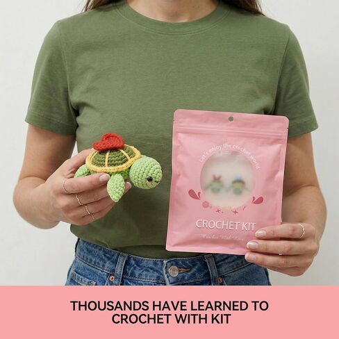 Dakytoo Crochet Kit for Beginners, Amigurumi Crocheting Animal Kits, with Step-by-Step Video Tutorials for Baby Adults Gift- 2 Pack Turtles in Saudi Arabia
