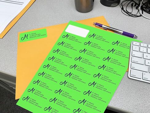 Fluorescent Orange Printable Mailing Labels/Qty 30 Labels Per Sheet / 2-5/8" x 1" (2.625 x 1) / Bright Adhesive Paper/Compatible with Inkjet and Laser Printer/Blank Labels in Saudi Arabia