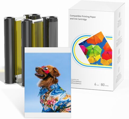 Comaptible with Liene Amber 4x6" 80 Sheets Photo Printer Paper & 2 Ink Cartridges Refill for M100/M200/M110/M210, DHP512/DHP513/DHP514/DHP515, for Display, Framing, Scrapbook in Saudi Arabia