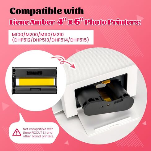 Comaptible with Liene Amber 4x6" 80 Sheets Photo Printer Paper & 2 Ink Cartridges Refill for M100/M200/M110/M210, DHP512/DHP513/DHP514/DHP515, for Display, Framing, Scrapbook in Saudi Arabia