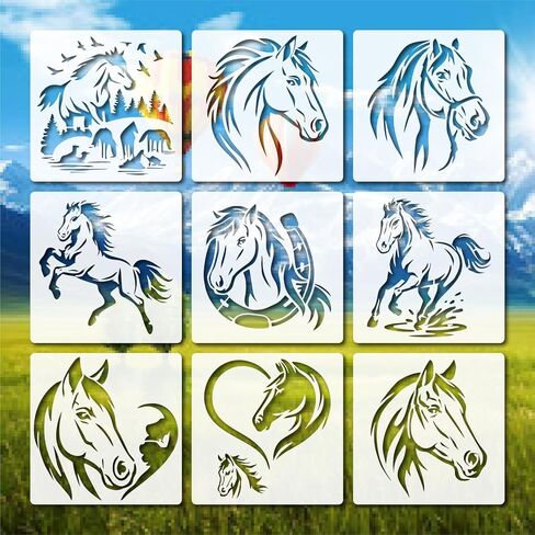 Horse Stencil 15pcs Reusable Plastic Templates 6in Craft Paint Template DIY Crafts Stencils for Wood Wall Fabric Rock Signage in Saudi Arabia