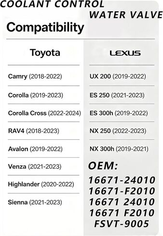 16671-24010 Heater Coolant Control Valve Compatible with 2019-2024 Toyota Corolla / 2019-2022 Lexus UX200 / UX250h, Replace 16671-F2010 in Saudi Arabia
