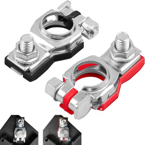 4PCS Battery Terminal Connectors,Positive&Negative Auto Battery Cable Terminal Top Post With Plastic Bottoms,243407F000 243407F001 Top Post Batteries Connectors,Car Parts for Nissan (4 Pcs) in Kuwait