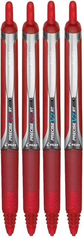 Precise V5/V7 RT Retractable Rolling Ball Pens, Fine and Extra Fine Point, Assorted Points Red Ink, 6-pk; Premium Comfort Grip, Include with Plastic Reusable Pouch in Saudi Arabia