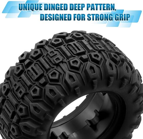 GOUPRC 12.5mm Hex RC Wheel Tires Set, 4.1 * 2.1 Inches 4PCS Swamp Claw Mud Terrain Tires Accessories for Traxxas Mini Maxx 1/12 RC Crawler Car Truck Buggy in Kuwait