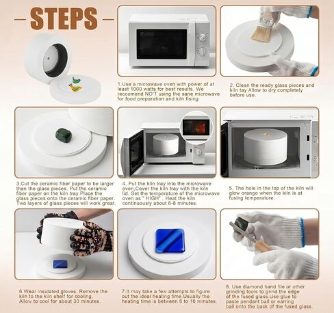 10-Piece Large Microwave Kiln Kit for Glass Fusing – Includes Microwave Kiln Paper, DIY Jewelry Making Tools & Fusing Glass Supplies Set for Beginners in Kuwait