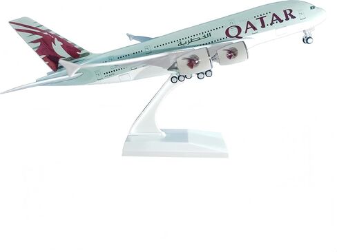 1/200 مقياس نموذج طائرة نموذج دييكاست طائرات قطر A380 عرض طائرة للمكتب/ديكور المنزل (نموذج طائرة الراتنج من 12 بوصة in Kuwait