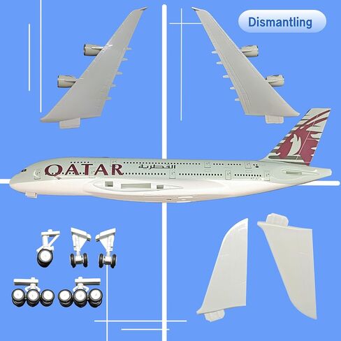 1/200 مقياس نموذج طائرة نموذج دييكاست طائرات قطر A380 عرض طائرة للمكتب/ديكور المنزل (نموذج طائرة الراتنج من 12 بوصة in Kuwait