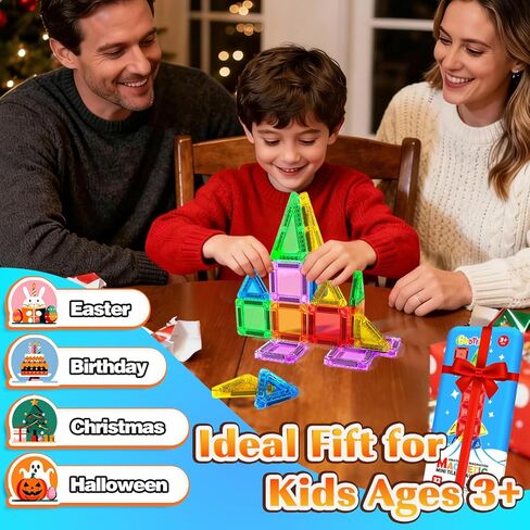 Goodtiles Mini بلاط مغناطيسي ألعاب السفر للأطفال الصغار، مكعبات بناء مغناطيسية، ألعاب حسية STEM لمرحلة ما قبل المدرسة لعمر 3 4 5 6 7 8+ هدايا عيد ميلاد للأولاد والبنات in Kuwait