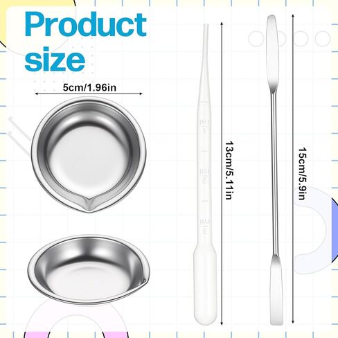 12pcs Paint Tray, 2pcs Metal Paint Stirrer and 6pcs 3ml Pipette Eyedroppers, Stainless Steel with Mouth Small Round Watercolor Palette for Airbrush Painting, Modeling Mixing of Various Pigments in Saudi Arabia