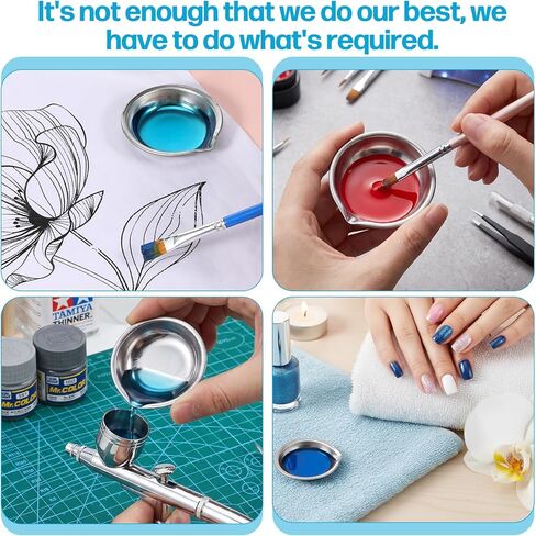 12pcs Paint Tray, 2pcs Metal Paint Stirrer and 6pcs 3ml Pipette Eyedroppers, Stainless Steel with Mouth Small Round Watercolor Palette for Airbrush Painting, Modeling Mixing of Various Pigments in Saudi Arabia