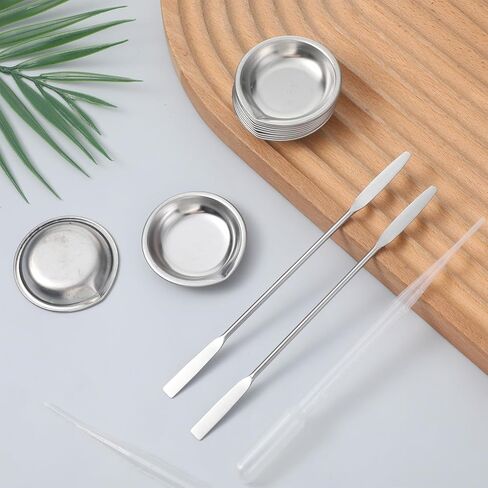 12pcs Paint Tray, 2pcs Metal Paint Stirrer and 6pcs 3ml Pipette Eyedroppers, Stainless Steel with Mouth Small Round Watercolor Palette for Airbrush Painting, Modeling Mixing of Various Pigments in Saudi Arabia
