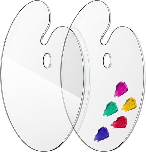 2 Pack 17 x 24 Inch Extra Large Transparent Oval Acrylic Palettes, High Transparency, Non-Stick, Easy to Clean, Suitable for Art, Painting, Makeup, and Crafts in Saudi Arabia