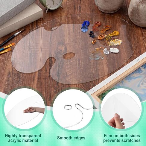 2 Pack 17 x 24 Inch Extra Large Transparent Oval Acrylic Palettes, High Transparency, Non-Stick, Easy to Clean, Suitable for Art, Painting, Makeup, and Crafts in Saudi Arabia