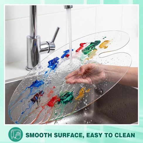 2 Pack 17 x 24 Inch Extra Large Transparent Oval Acrylic Palettes, High Transparency, Non-Stick, Easy to Clean, Suitable for Art, Painting, Makeup, and Crafts in Saudi Arabia