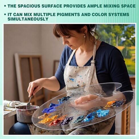 2 Pack 17 x 24 Inch Extra Large Transparent Oval Acrylic Palettes, High Transparency, Non-Stick, Easy to Clean, Suitable for Art, Painting, Makeup, and Crafts in Saudi Arabia