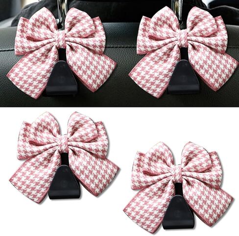 2PCS Car Seat Headrest Hooks, Cute Bow Vehicle Rear Seat Bracket Hook for Purses and Bags, Automotive Purse Hook Hanger, Universal for SUV, Sedan, Truck (Black) in Kuwait