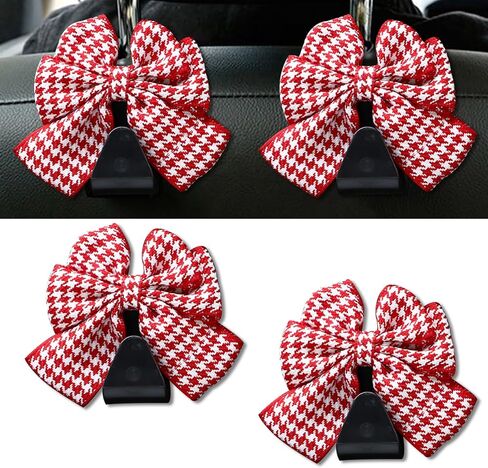 2PCS Car Seat Headrest Hooks, Cute Bow Vehicle Rear Seat Bracket Hook for Purses and Bags, Automotive Purse Hook Hanger, Universal for SUV, Sedan, Truck (Black) in Saudi Arabia