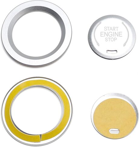 iJDMTOY Silver Engine Start/Stop Push Start Button Decoration Cover & Surrounding Ring Trim, Compatible with Chevy 2019-up Silverado, Blazer, C8 Corvette Stingray Suburban/Tahoe, Cadillac XT CT in Kuwait