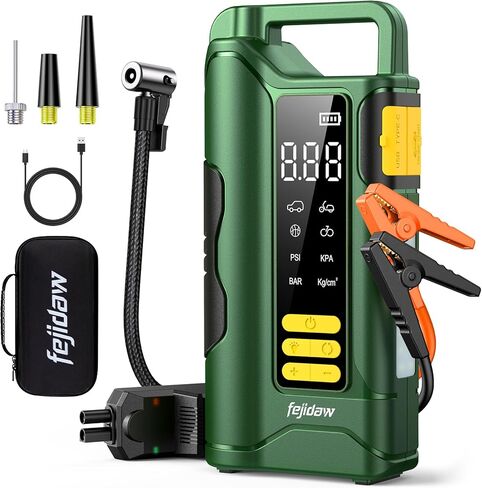 Jump Starter with Air Compressor,6000A Car Battery Jumper Starter, 20000mAh Battery Jumper Starter Portable for 10L Gas/Diesel Engine with 160PSI Booster,LED Display & Light,Jumper Cables in Saudi Arabia