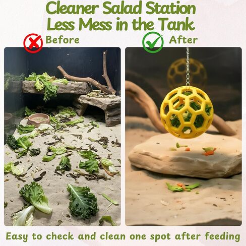 Bearded Dragon Climbing Accessories Toys for Tank, Bearded Dragon Veggie Feeder Ball and Bendable Vines Decor, Greens Training Kit for Reptile Lizard Gecko, Tank Accessories (Mini Climbing Salad Kit) in Saudi Arabia