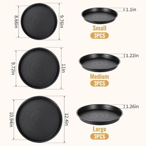 3 Size Round Stepping Stone Molds, 9 Pcs 8.6" / 9.7" / 11" Reusable Plastic Concrete Molds for Stepping Stones Cement Black Tray DIY Form for Patio Walkway and Lawn Decoration Garden Paving in Saudi Arabia