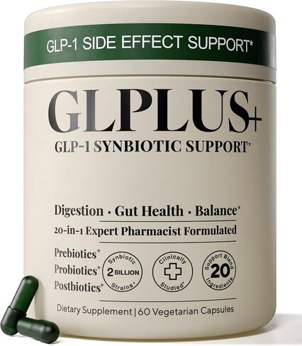 دعم GLP-1 Synbiotic - 20 في 1 لصحة الأمعاء والهضم والتوازن الأيضي - البريبايوتيك + البروبيوتيك + بوستبيوتيك + الإنزيمات الهاضمة - يدعم الشهية والطاقة والوزن - كبسولات نباتية in Kuwait