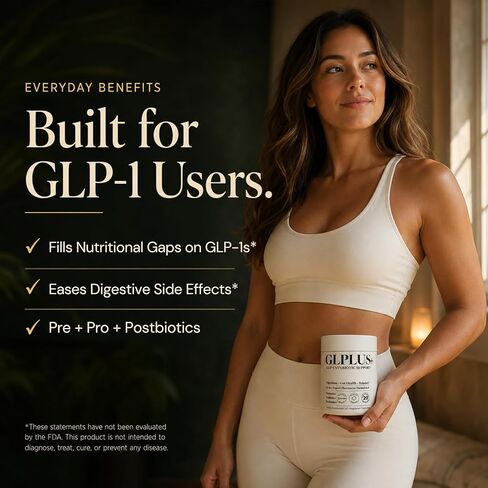 دعم GLP-1 Synbiotic - 20 في 1 لصحة الأمعاء والهضم والتوازن الأيضي - البريبايوتيك + البروبيوتيك + بوستبيوتيك + الإنزيمات الهاضمة - يدعم الشهية والطاقة والوزن - كبسولات نباتية in Kuwait