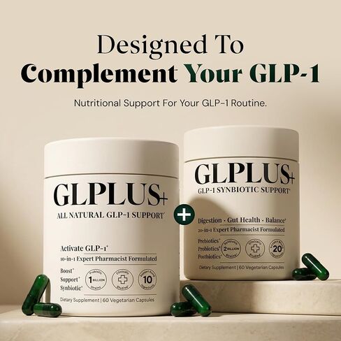 دعم GLP-1 Synbiotic - 20 في 1 لصحة الأمعاء والهضم والتوازن الأيضي - البريبايوتيك + البروبيوتيك + بوستبيوتيك + الإنزيمات الهاضمة - يدعم الشهية والطاقة والوزن - كبسولات نباتية in Kuwait