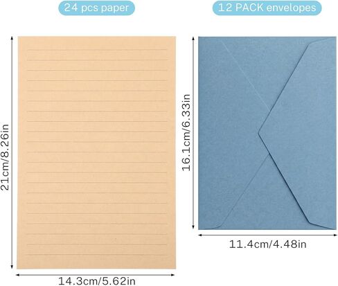 Letter Paper and Envelopes Set, Best Paper and Elegant 4x6 Envelopes, 24PCS Writing Sheets + 12PCS 4x6 Envelope for Love Letters and Party Invitations Stationery Sets (Lake Blue) in Kuwait