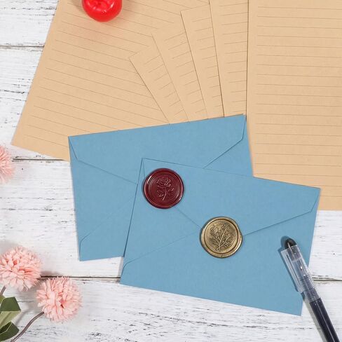 Letter Paper and Envelopes Set, Best Paper and Elegant 4x6 Envelopes, 24PCS Writing Sheets + 12PCS 4x6 Envelope for Love Letters and Party Invitations Stationery Sets (Lake Blue) in Kuwait