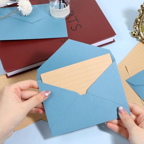 Letter Paper and Envelopes Set, Best Paper and Elegant 4x6 Envelopes, 24PCS Writing Sheets + 12PCS 4x6 Envelope for Love Letters and Party Invitations Stationery Sets (Lake Blue) in Kuwait