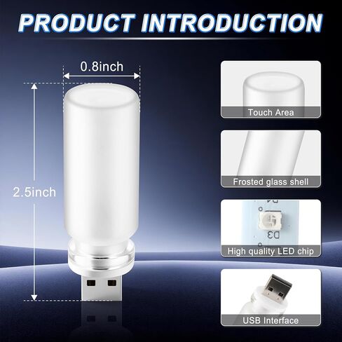 إضاءة ليلية LED داخلية USB للسيارة من iFunyLED، تعتيم ملموس مع 13 وضعًا لمجموعة الإضاءة المحيطة بالسيارة، مصباح زجاجة زجاج بلوري، ملحقات داخلية للسيارة مناسبة لمعظم المركبات، حزمة من 1 in Kuwait