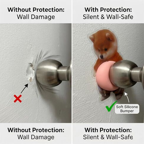Shiba Door Stopper Wall Protector – 3D Soft Silicone Belly Crash Pad – Cute Self-Adhesive Doorknob Guard & Noise Dampener for Cabinets, Fridge, Furniture, Headboards (Pack of 4) in Saudi Arabia