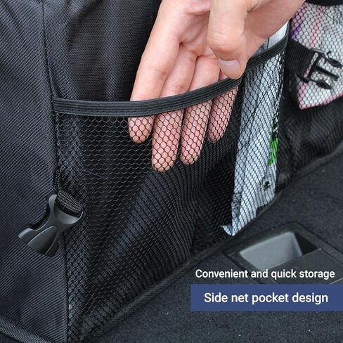 Trunk Organizer for Car Foldable Sturdy Style with 3 Compartments Holds Auto Accessories Tools Automotive Consoles and Organizers For Vehicle Trunk Storage (Black) in Saudi Arabia