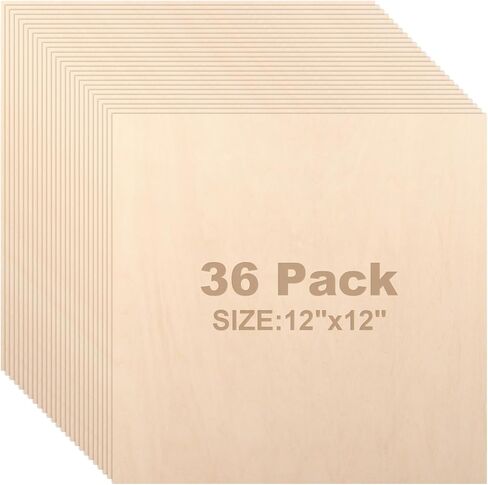36 Pack Basswood Sheets 1/16 inch, 11.8"x11.8"x1/16 Craft Plywood Sheets, 1.5mm Basswood for Laser Cutting, Plywood Board Unfinished Wood for Crafts DIY Ornaments and Models Engraving Drawing in Kuwait
