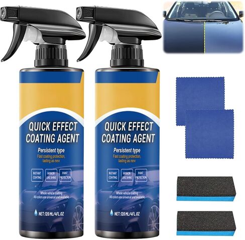 2026 New Car Coating Spray, Quick Effect Polish Spray, All-in-One Waterless Wash & Scratch Repair, Persistent Type Fast Coatin Protection (2PCS) in Saudi Arabia