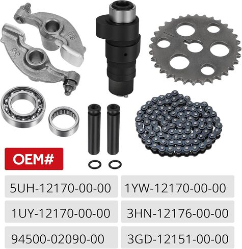 مجموعة محمل تروس عمود الحدبات وسلسلة الكاميرا من JAVIK مناسبة لـ Yamaha Big Bear 350 YFM350 1990-1999 Warrior 350 Wolverine 350 Moto-4 350 1989-2005، OEM#5UH-12170-00-00 1YW-12170-00-00 in Kuwait