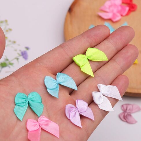 300 Pcs 1 Inch Pre-Tied Mini Satin Ribbon Bows in Light Multicolor, Small Fabric Craft Bows for DIY Embellishments, Gift Wrapping, Hair Clips, Cardmaking & Wedding Decorations in Saudi Arabia