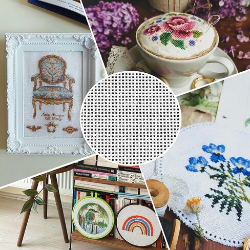 8Pack White Needlepoint Canvas, Pure Cotton Mesh Canvas Sheets, 13 Mesh Blank Embroidery Canvas Sheets for Knit and Crochet Projects (8 x 8 Inch) in Kuwait