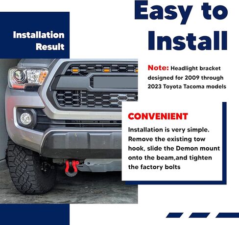 Front Demon Tow Hook Bracket, Front Tow Hooks Mounting Bracket with 3/4" Shackles Fit for Toyota Tacoma 2009-2023 in Saudi Arabia