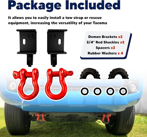 Front Demon Tow Hook Bracket, Front Tow Hooks Mounting Bracket with 3/4" Shackles Fit for Toyota Tacoma 2009-2023 in Saudi Arabia