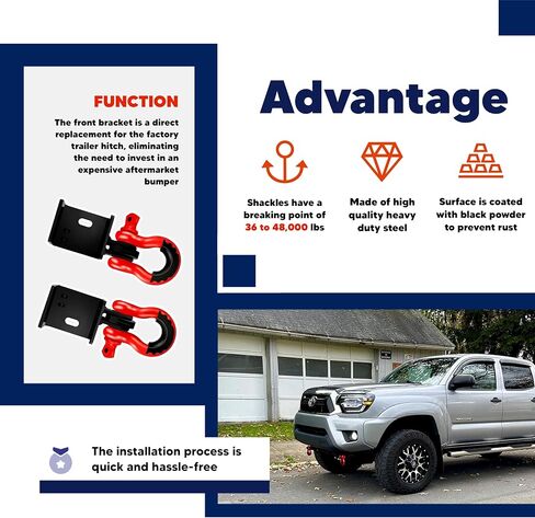 Front Demon Tow Hook Bracket, Front Tow Hooks Mounting Bracket with 3/4" Shackles Fit for Toyota Tacoma 2009-2023 in Saudi Arabia