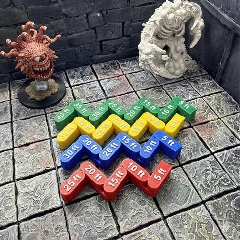 Articulated DND Movement Ruler – 6 Colors & 6 Ranges (20-50 ft) Flexible Chain Measuring Gauge for DND, Pathfinder & Wargaming, Curve & Corner Measuring Tool for Grid Maps, Battle Maps & Game Board in Saudi Arabia