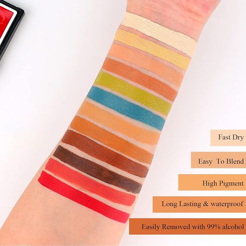Depvision 12 Color Alcohol Activated Face Paint Flesh Skin Tone SFX Makeup Palette for Special Effects,Waterproof FX Make up for Pro Makeup Artists Cosplay Halloween Theatrical Tattoo Cover in Saudi Arabia