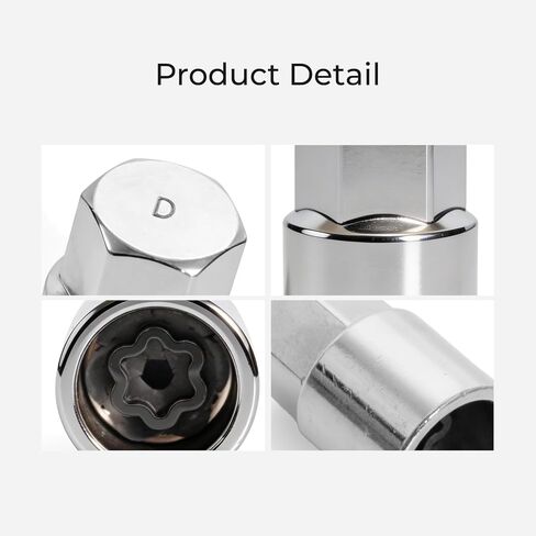 D-Type Wheel Locking Nut Remover Tool Compatible with Lexus Toyota Anti-Theft Lug Nut Key Heavy-Duty Steel Socket for Secure Hub Installation Removal Silver Finish Replacement D-Type Wheel Lock Key in Kuwait